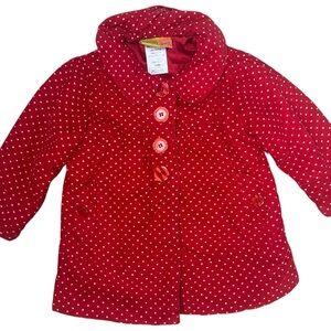 Penelope Mack Heart Print Princess Coat Baby Girl 18M Red Valentines Day Peacoat